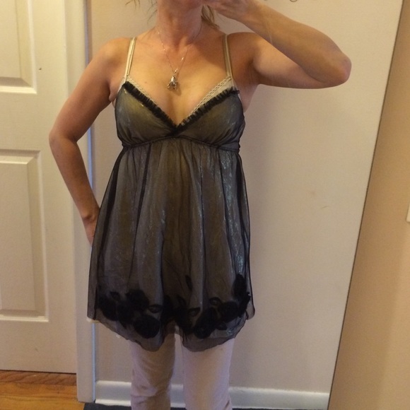 Flora Nikrooz baby doll golden nightgown.