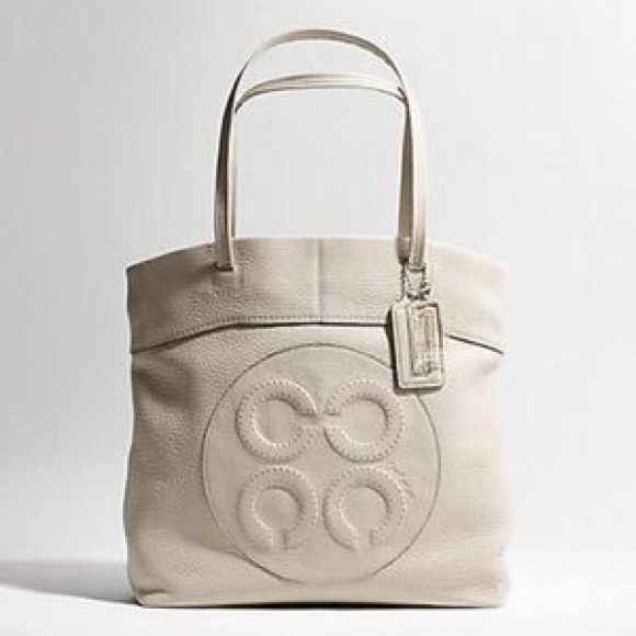 Coach Handbags - SOLD🌹Coach Cream Julia Pebbled Leather