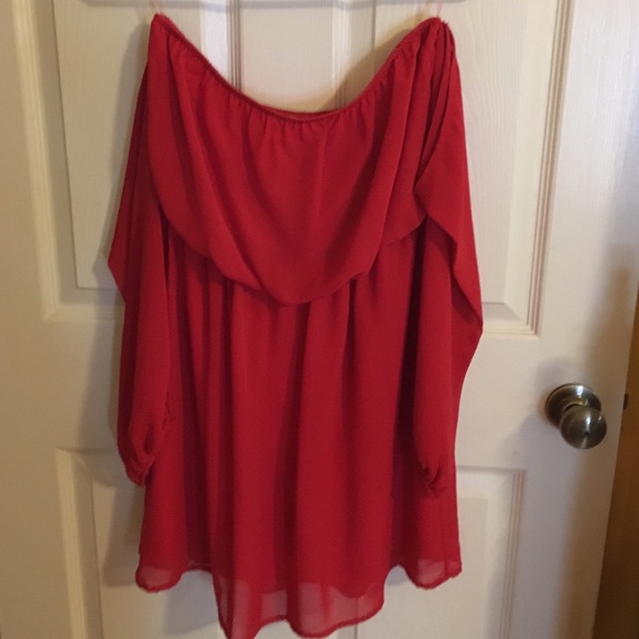 Red off the shoulder dress