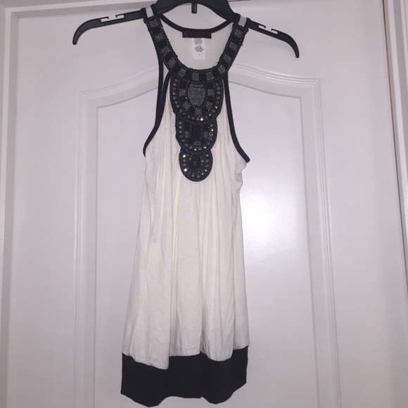 Black and white tank Beaded in Top