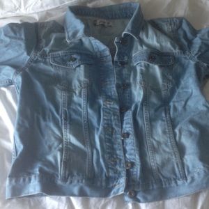 Medium wash jean jacket.