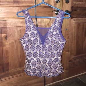 Navy and gold lace peplum top!