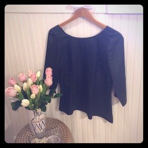 White House Black Market 3/4 sleeve polka dot top