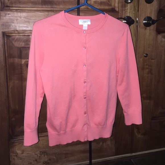 ANN TAYLOR pink cardigan