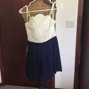 Navy and white romper