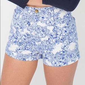 American apparel white&blue high waisted shorts