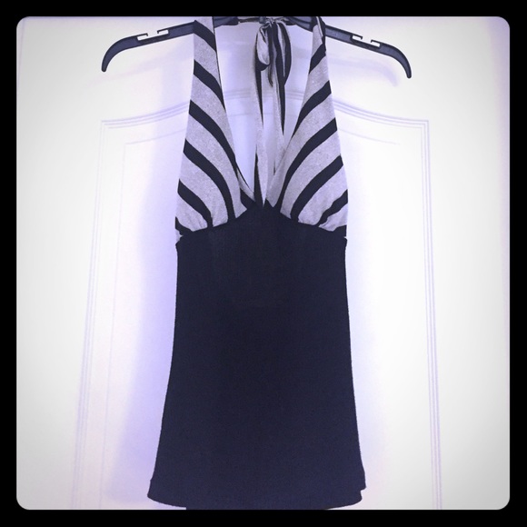 Black silver halter top