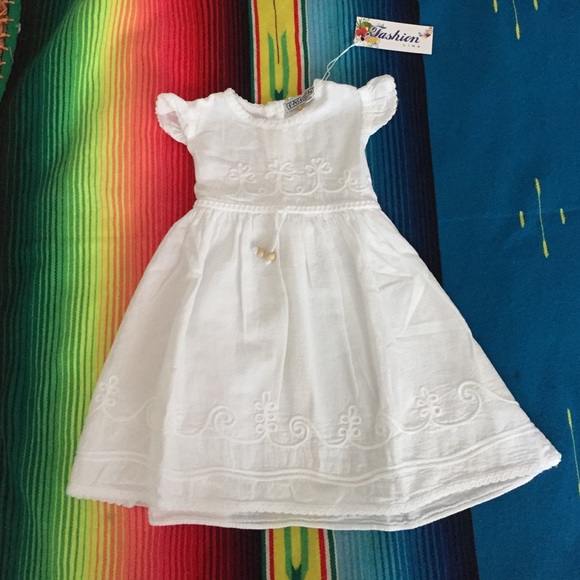 The perfect Easter dress! White linen baby dress!