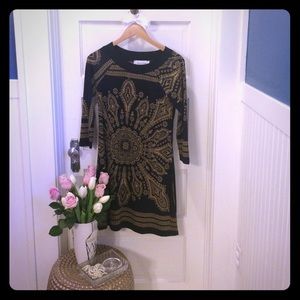 Francesca's black and gold dress