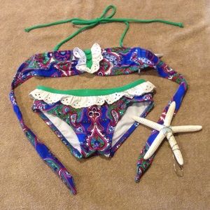 Blue Paisley Swimsuit Set