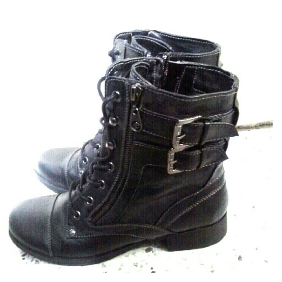 Guess Black Lace-up Ankle Boots Shoes