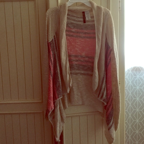 Stripped navy and watermelon sweater.