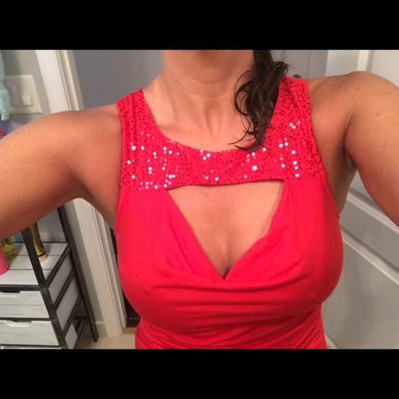 Red sequence dress up top