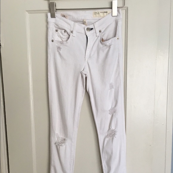 RAG&BONE WHITE DISTRESSED SKINNY JEANS