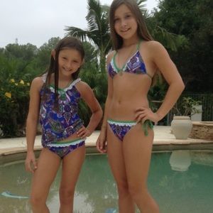 Blue Paisley Tankini Swimsuit Set