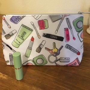 NWOT Clinique Makeup Bag with lipstick