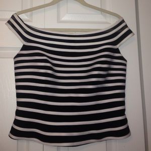 Black and white striped blouse.