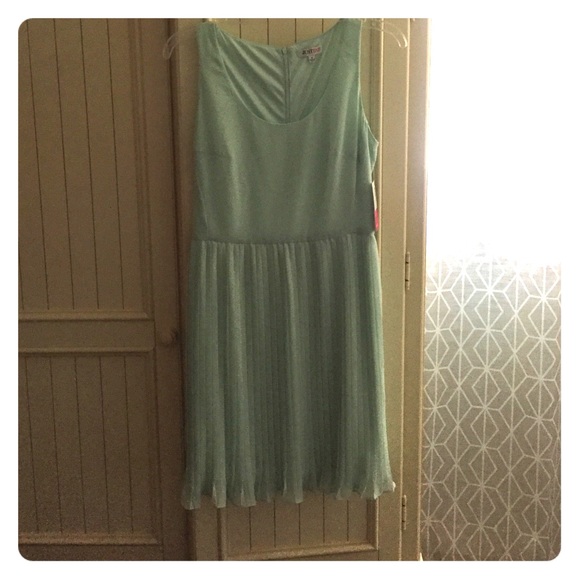 Sea foam colored chiffon dress.