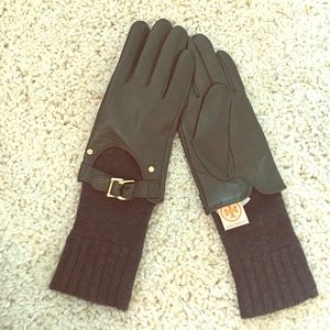 Tory Burch gloves! Leather&cashmere, gold hardware