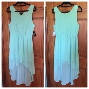 Forever 21 hi low flowy turquoise maxi dress NWT