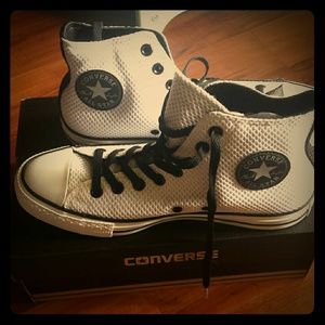 High top white mesh limited edition Converse shoes