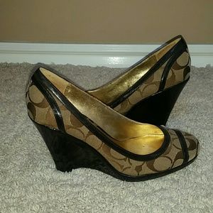 Authentic Coach Signature Wedge Shoe