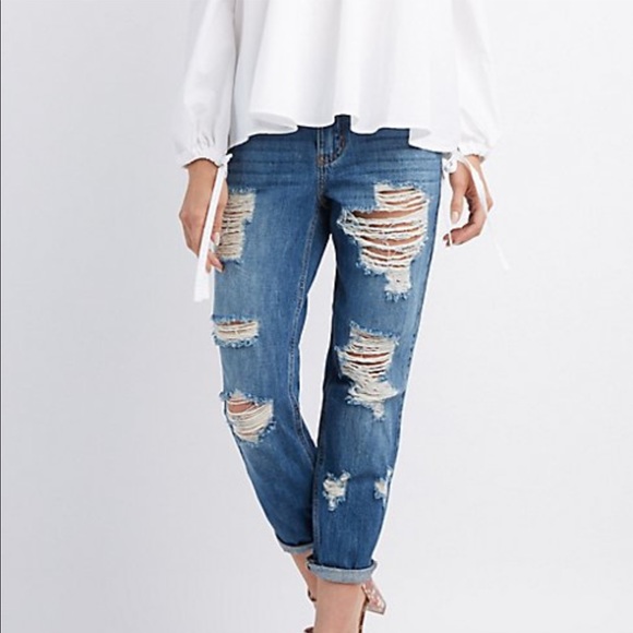 Denim - boyfriend distressed jeans