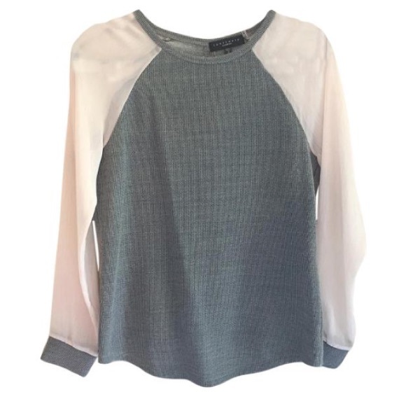 Sanctuary sheer sleeve/open back sweater
