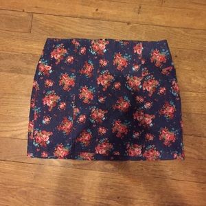 Forever 21 Floral Jean Mini Skirt