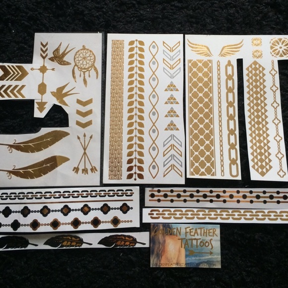 Golden Flash tattoo set: bracelets and small