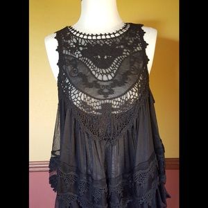 Black with lace detail top