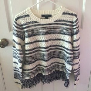 Forever 21 Fringed-Hem Striped Sweater NEW W/TAGS