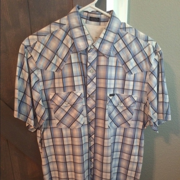 Men's Large Bullhead pearl snap button up shirt
