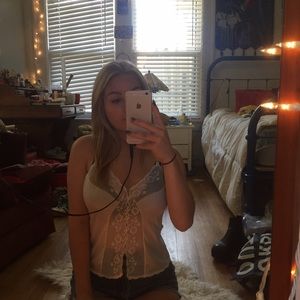 Lace paneled silky camisole