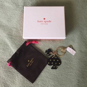 Brand New Kate Spade Black Studded Spade Keychain