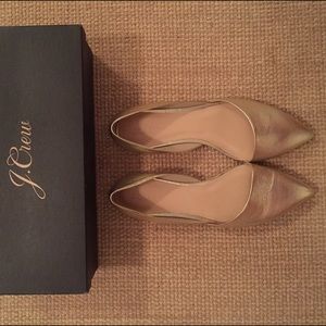 J. Crew Metallic Gold Leather d'orsay Flats