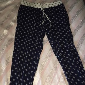 Blue and white Capri, loose pants