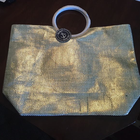 Large Gold and White Tote