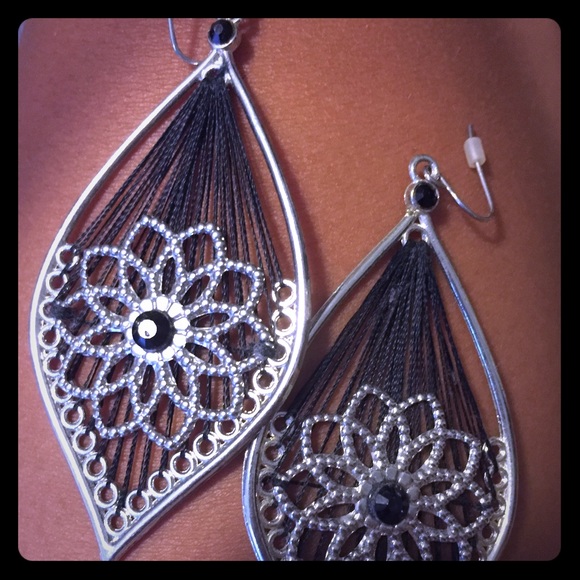 Black and silver earrings.