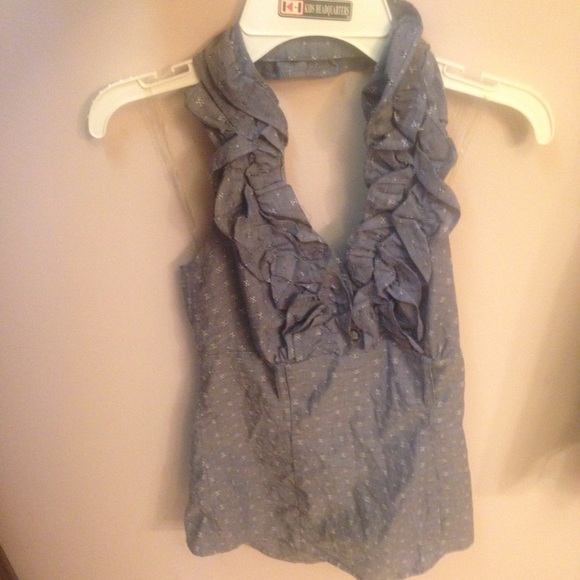 Blue and grey halter top