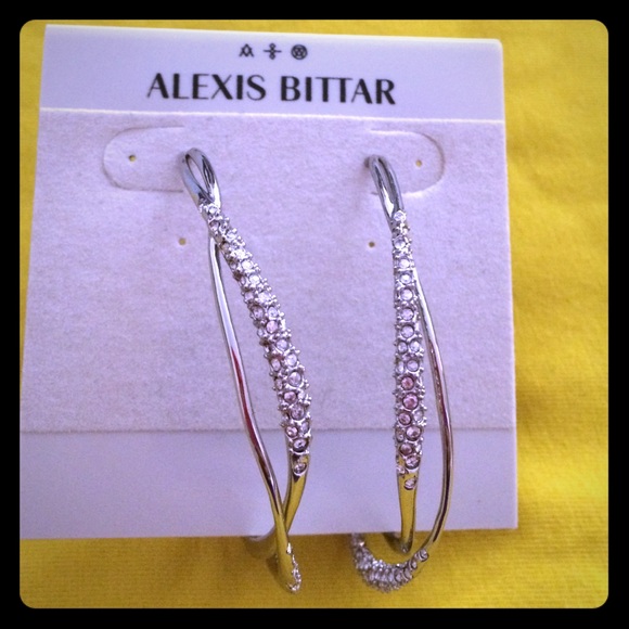 Alexis Bittar Crystal encrusted silver hoops