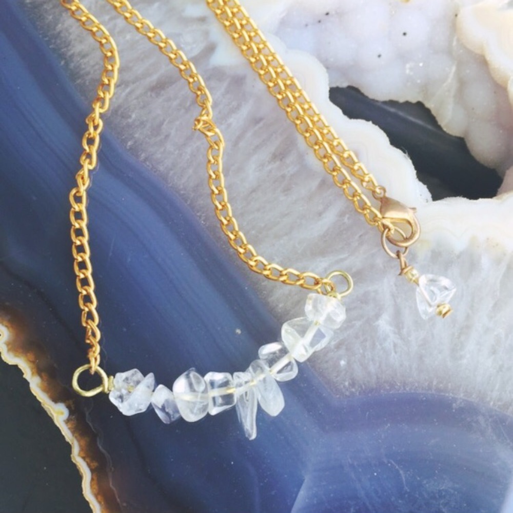 Clear Quartz Tumbled Stone Necklace