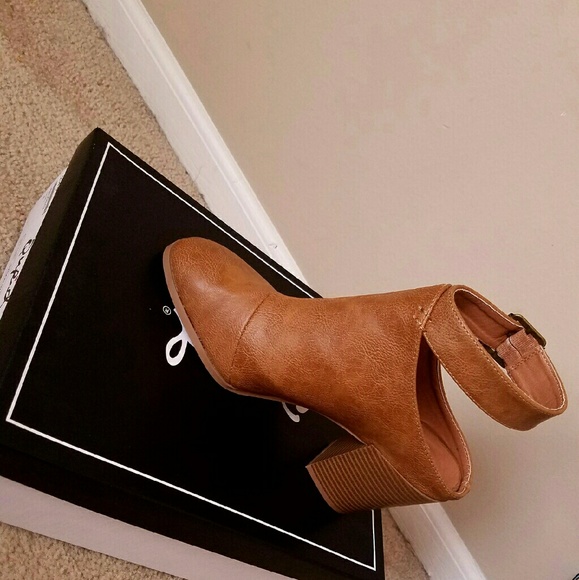 Tan bootie heels