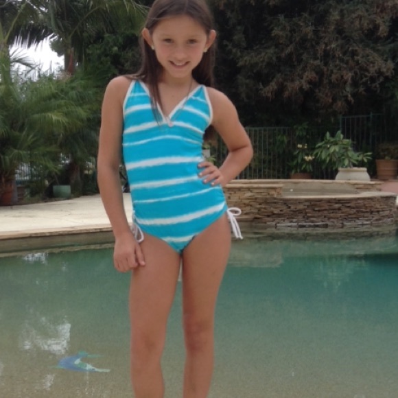 Blue/White One Piece Swimsuit