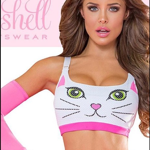 Bombshell fitness kitty sports bra top med nwot