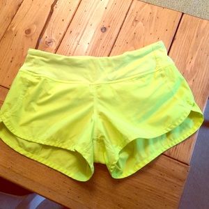 Lululemon speed short, neon yellow, size 4
