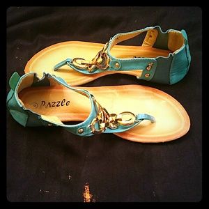 Teal and gold classy chic flip flops