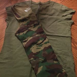 V-neck tee with cute camo tank