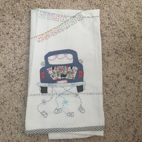 Just Married Anthropologie hand towel.