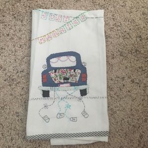 Just Married Anthropologie hand towel.